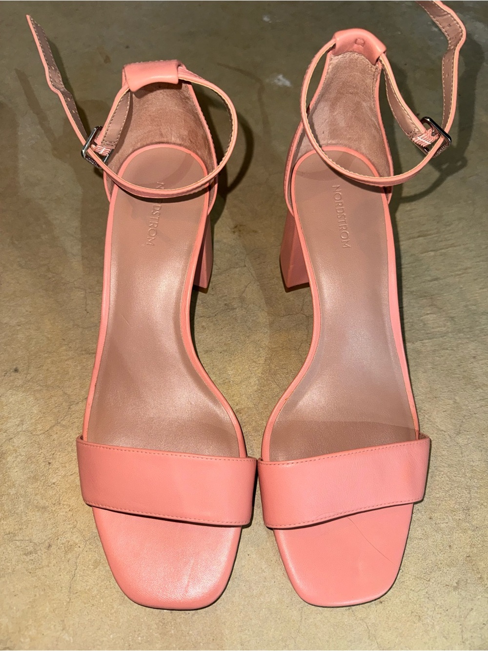 Nordstrom Coral Ankle-Strap Block Heels